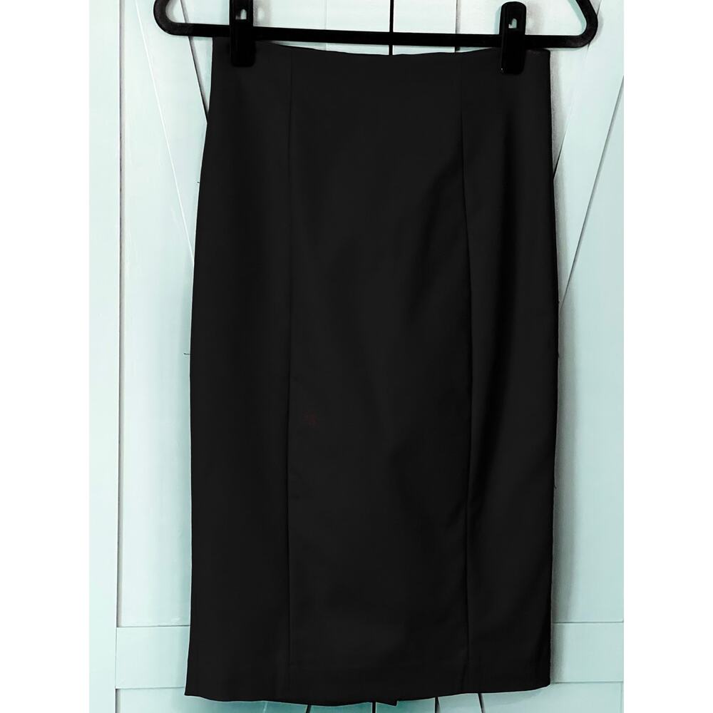 NWT 2 Philosophy Black Cotton Lyocell Blend Lined Midi Pencil Skirt - Picture 2 of 6